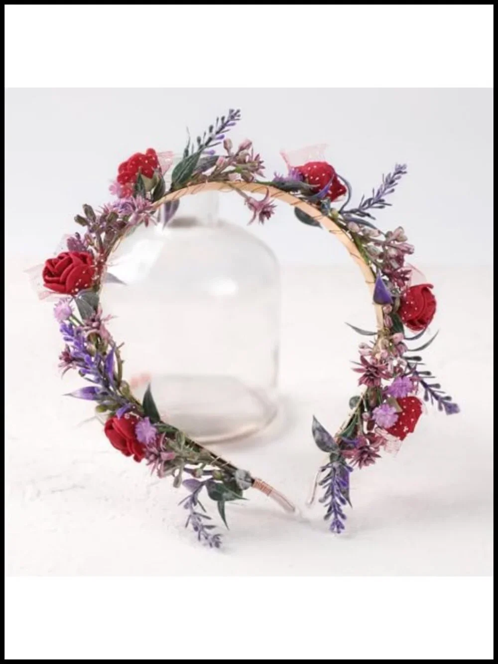 Women's Headband with Lace and Foam Rose Floral Decoration for Weddings and
